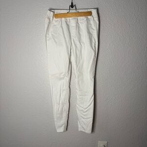 Eileen Fisher White Denim Skinny Jean Pants Pull On Size S Stretch Summer Classy
